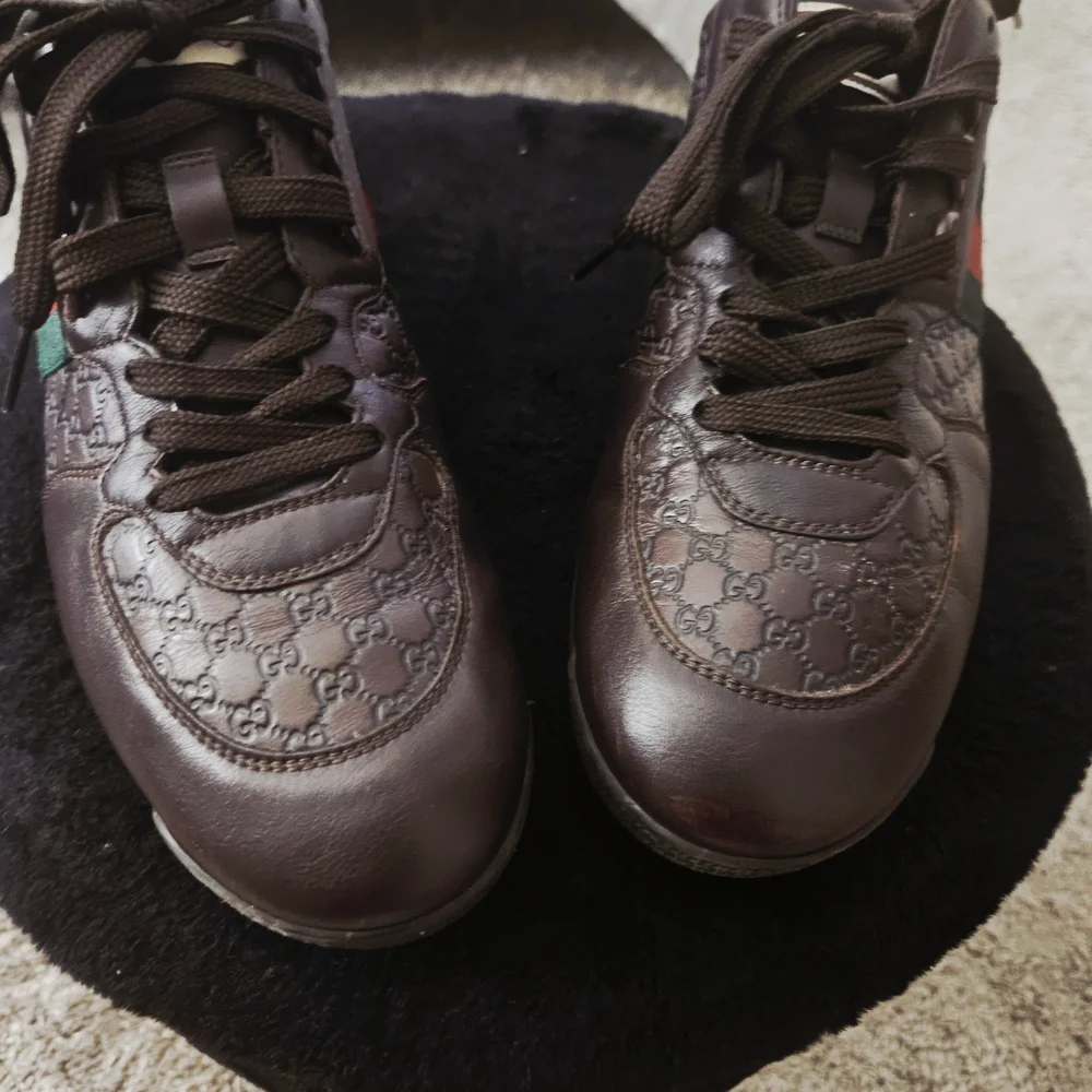 Authentic Used Gucci Men's Brown Leather Sneakers - Picture 1 of 3
